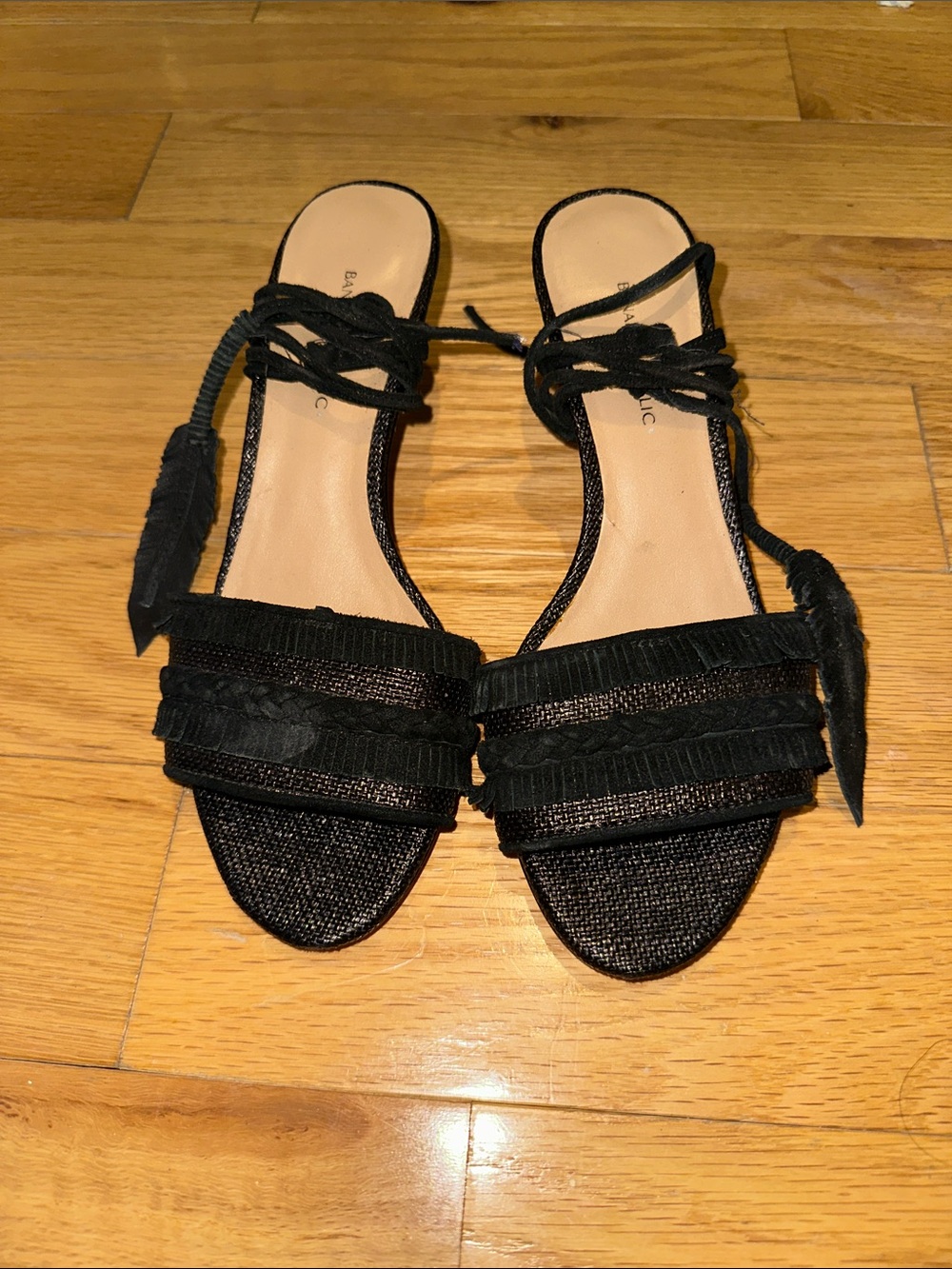 Banana Republic Black Tie-Up Ruffle Sandals